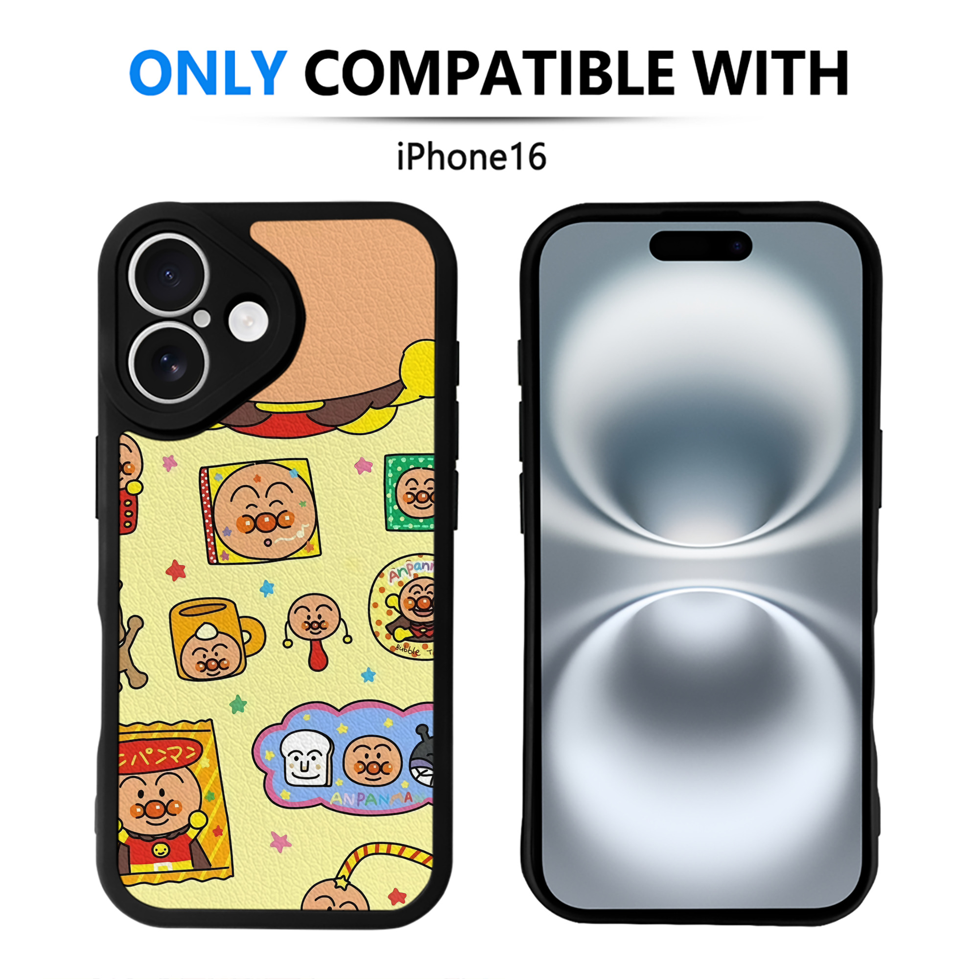 （画像用） アンパンマン Anpanman 【iPhone 16シリーズ対応】シリコンスマホケース（レザー調） 材質：シリコン